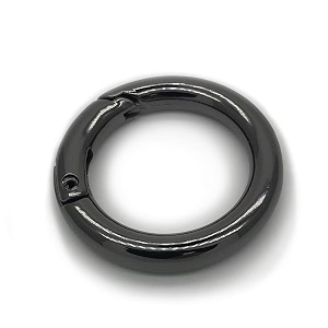 tia premium ring metal gate open o ring openable round carabiner for leather bag handbag belt strap keychain black spring ring-25mm-2pcs