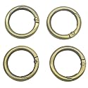 Tia Premium Spring Ring, Metal Spring Gate Open O Ring, Openable Round Carabiner for Leather Bag Handbag Belt Strap, Keychain (Bronze Spring Ring-30mm-4Pcs)