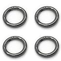Tia Premium Spring Ring, Metal Spring Gate Open O Ring, Openable Round Carabiner for Leather Bag Handbag Belt Strap, Keychain (Black Spring Ring-25mm-4Pcs)