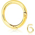 Tia Premium Spring Ring, Metal Spring Gate Open O Ring, Openable Round Carabiner for Leather Bag Handbag Belt Strap, Keychain (Golden Spring Ring-25mm-2Pcs)