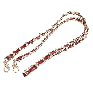 tia purse shoulder bag chain strap handle handbag purse chain replacement purse clutch making replacement decoration amp diy gold chain with red leatherette strap-100cm 1 pc