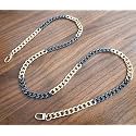 Tia Purse Shoulder Bag Chain Strap Handle, Handbag Purse Chain Replacement, Purse, Clutch Making, Decoration &amp; DIY (Golden &amp; Black Flat Chain with Push Gate Hook-120cm, 1Pc)