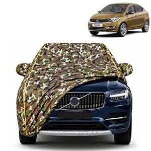 tiago 100 waterproof car cover  dustproof sun protection cover  soft cotton lining  triple stitched  mirror pocket  antenna pocket  all weather body cover army