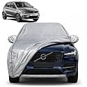 Tiago 100% Waterproof Car Cover | Dustproof Sun Protection Cover | Soft Cotton Lining | Triple Stitched | Mirror Pocket | Antenna Pocket | All Weather Body Cover (Silver with Yellow Piping)