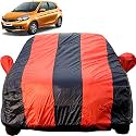 Tiago Dustproof Car Cover with Mirror Pockets, Red Blue Stripes, Taffeta Polyster,Triple Stitched, Compatible with Tata Tiago Car Cover (2016 to 2024), Tiago Car Accessories