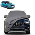 Tiago New 100% Waterproof Car Cover | Dustproof Sun Protection Cover | Soft Cotton Lining | Triple Stitched | Mirror Pocket | Antenna Pocket | All Weather Body Cover (Grey with Yellow Piping)