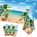 Tiamon 3 Pieces Summer Beach Tablecloths Plastic Hawaiian Party Table Cover