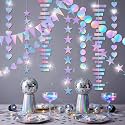 Tiamon 6 Pcs Disco Paper Garland Party Streamer Banner, Bright