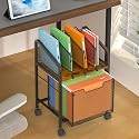 Tiaoheka Rolling File Cabinet with Adjustable Dividers, Mobile Filing Cabinet with Storage Drawer on Lockable Wheels, Hanging File Organizer Beside Under Desk for Office, Home（Patent Pending）