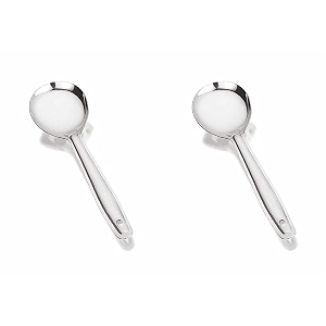 tiara - 1pc queen stainless steel serving spoon round spoon 1pc heavy guage food grade 12mm thickness chamcha for serving gravy rice pasta sabzi pack of 2