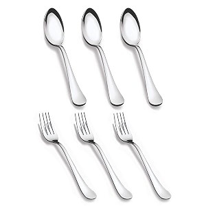 tiara - lavish 6 piece stainless steel dinner spoon amp fork set 3 dinner spoons 3 forks