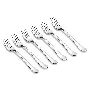 tiara - lavish 6 piece stainless steel dinner fork set with 6pc dinner fork