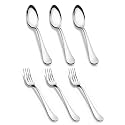 TIARA - Lavish 6 Piece Stainless Steel Dinner Spoon &amp; Fork Set (3 Dinner Spoons, 3 Forks)