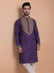 Tibra Collection Men Embroidered Straight Kurta