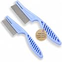 Tick &amp; Flea Comb For Dogs, Fine Tooth Dog Face Brush For Tear Stains 2 PACK