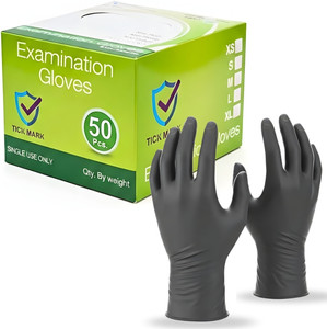 tick mark 50pcblack nitrile gloves durable disposable glovesfor salon cleaning  workshop nitrile examination gloves