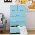 The Tickle Toe Plastic Chest of 6 Drawers for Kids | Multipurpose Organizer for Boys in Blue Theme | Glossy Dresser with 2 Locks | Clothes &amp; Toy Storage | L51xW33xH103 cm | Blue