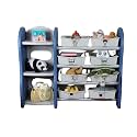 The Tickle Toe Kids Bookshelf & Toy Organizer with Storage Bins | Multi-Functional Rack for Books & Toys | 115L x 36W x 91H cm, Plastic (Blue)