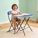 The Tickle Toe Kids Wooden Round Table &amp; Chair Set | Multipurpose Safe &amp; Sturdy Activity Desk for Boys &amp; Girls | Blue with Black Legs | Ages 5-12 Years