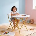 The Tickle Toe Kids Wooden Round Table &amp; Chair Set | Safe &amp; Sturdy Multipurpose Activity Desk Set for Boys &amp; Girls | Ideal for Ages 5-12 | White | Durable &amp; Strong