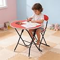 The Tickle Toe Kids Wooden Round Table &amp; Chair Set | Safe &amp; Sturdy Multipurpose Activity Desk for Boys &amp; Girls | Dark Red | Ages 5-12 Years