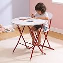 The Tickle Toe Kids Wooden Round Table &amp; Chair Set | Safe &amp; Sturdy Multipurpose Activity Desk for Boys &amp; Girls | White Color | Ages 5-12 Years