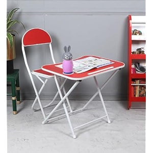 the tickle toe kids wooden table and chair set  multipurpose study amp activity desk  ergonomic safe amp durable design  ideal for age 5-12 years  red amp white legs  sturdy learning furniture for home