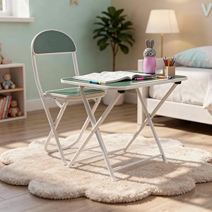 the tickle toe kids wooden table amp chair set  multipurpose study amp activity desk  safe durable amp ergonomic design  ideal for ages 512  green amp white legs  home furniture