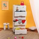 The Tickle Toe Plastic Chest of 7 Drawers for Kids | Multipurpose Organizer &amp; Kids Wardrobe with 2 Locks | Glossy Dresser for Clothes &amp; Toys | 51Lx33Wx121H cm | White