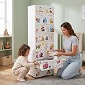 The Tickle Toe Plastic Chest of 9 Drawers for Kids | Multipurpose Organizer & Kids Wardrobe with 2 Locks | Glossy Dresser for Clothes & Toys | 51Lx33Wx159H cm | White with Alphabets Print