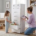 The Tickle Toe Plastic Chest of 8 Drawers for Kids | Multipurpose Organizer & Kids Wardrobe with 2 Locks | Glossy Dresser for Clothes & Toys | 51Lx33Wx139H cm | White