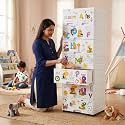 The Tickle Toe Plastic Chest of 8 Drawers for Kids | Multipurpose Organizer & Kids Wardrobe with 2 Locks | Glossy Dresser for Clothes & Toys | 51Lx33Wx139H cm | White with Alphabets Print
