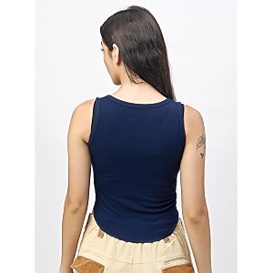 tickled pink women39s amp teen girls ribbed sleeveless round neck curved hem tank top  stretchy slim fit summer crop top