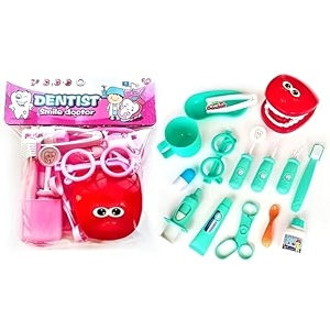 tickles 18 pcs play fast food set pretend play barger fries and ice cream with trey food toy  best gifts food playset for boys girls kids- multicolor 4 years and up