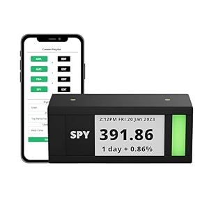 stock ticker with e-ink screen and wifi connectivity - stackable design for room accessories and office decor finance tech gadgets with 29inch - single