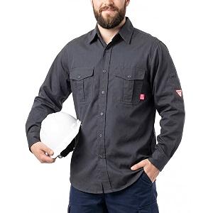 TICOMELA Mens FR Welding Shirt Button-Down 7.5oz