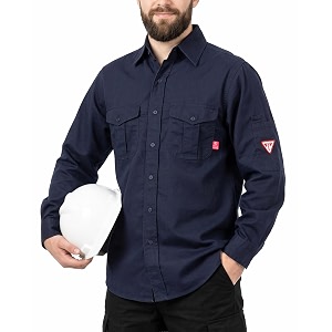 TICOMELA Mens FR Welding Shirt Button-Down 7.5oz