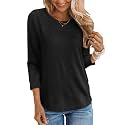 TICTICMIMI Women39s Crewneck 34 Sleeve Tops Casual