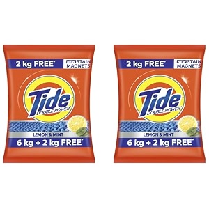 tide plus double power detergent washing powder lemon amp mint 6kg  2kg free pack of 2