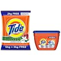 Tide Plus Double Power Detergent Washing Powder Jasmine &amp; Rose 6Kg + 2Kg FREE &amp; Matic 4In1 Pods Detergent Pack 18 Ct -For Top &amp; Front Load Washing Machine Only