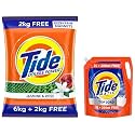 Tide Plus Double Power Detergent Washing Powder Jasmine &amp; Rose 6kg + 2kg FREE &amp; Tide Matic Liquid Detergent 2L + 200 ml FREE– Top Load Washing Machine