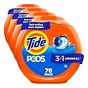 Tide PODS laundry detergent pacs, 3-in-1 Stain Remover, Odor Fighter, Color Protector, HE compatible, Original Scent, 76 Count (Pack of 4)