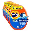 Tide PODS laundry detergent pacs, 3-in-1 Stain Remover, Odor Fighter, Color Protector, HE compatible, Original Scent, 112 Count (Pack of 4)