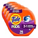 Tide PODS laundry detergent pacs, 3-in-1 Stain Remover, Odor Fighter, Color Protector, HE compatible, Spring Meadow Scent, 76 Count (Pack of 4)