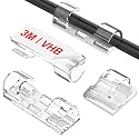 TidyHelper Adhesive Cable Clips Clear (40PCS, M), Upgraded Wire Holders Cord Clips for Wall, Strong Cord Organizer Cable Management Under Desk, Car, PC, Christmas Light Clips Indoor/Outdoor