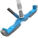 TidyMister 20" 2 in 1 Pool Brush Vacuum Head with Swivel Hose Connection & Sturdy Nylon Bristles for Heavy Duty Inground & Above Ground Pool Cleaning - Fits 1-1/4" or 1-1/2" Hose (No Pole)