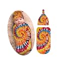 Tie Dye Colorful Rainbow Baby Swaddle Blanket &amp; Beanie Set, Soft &amp; Stretchy Baby Blanket Swaddle Sack for Boy &amp; Girl