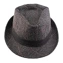 The Tie Hub Dark Grey Woven Fedora Hat Wide Brim Felt Hat for Men