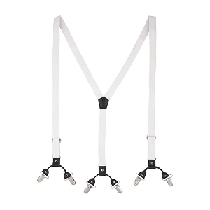 the tie hub slim suspenders for men  white solid slimfit clip-on y-back elastic braces  adjustable 125 inch  formal wedding
