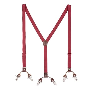 the tie hub slim suspenders for men  burgundy solid slimfit clip-on y-back elastic braces  adjustable 125 inch  formal wedding